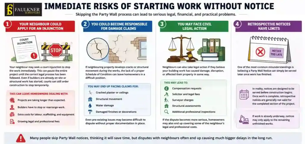 What Happens If You Start Work Without a Party Wall Notice? 1 Immediate Risks of Starting Work Without Party Wall Notice Clacton-on-Sea